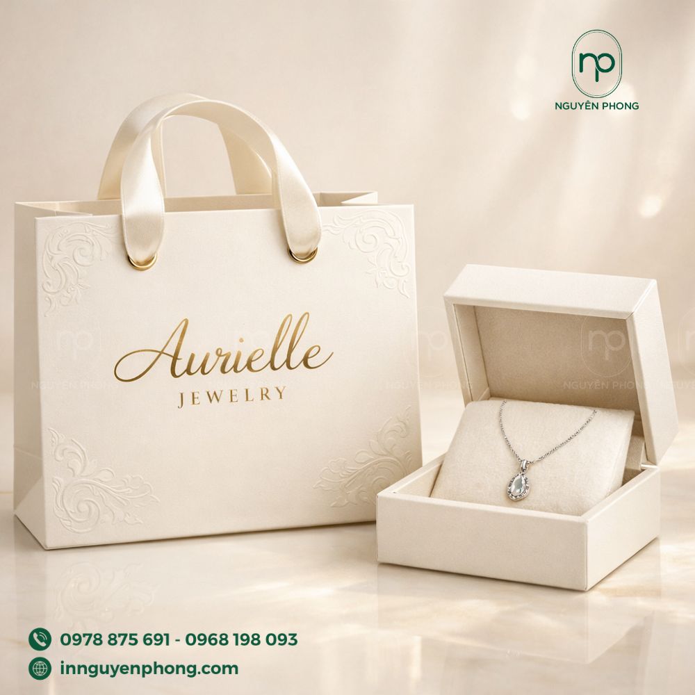 Túi đựng trang sức có màu trắng sáng, dễ in ấn

